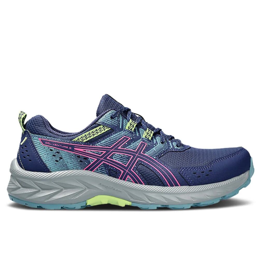 Asics Gel Venture 9 Trail Running Shoes Mesh Low Top Deep Ocean Blue Hot Pink 9